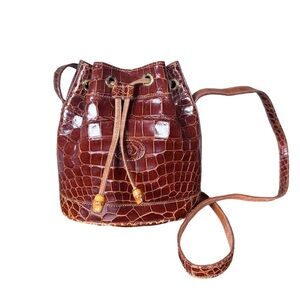 ULTRA RARE Gucci Brown Crocodile Mini Bucket Bag